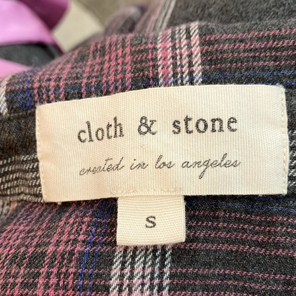 Cloth & Stone‎ Grey and Pink Flannel Raw Hem Size Small great condition - Picture 5 of 5